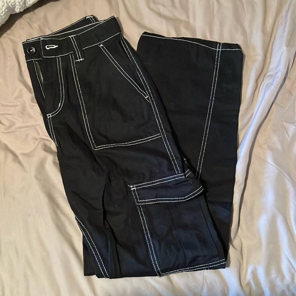 HT Denim Hi-Rise Black Carpenter Pants